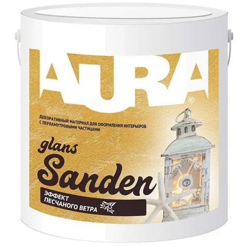Материал декоративный для механизированного нанесения Aura Decor Sanden 12 кг полупрозрачное покрытие с серебристым или золотистым блеском