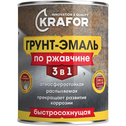 Грунт эмаль по ржавчине 3 в 1 быстросохнущая Крафор 1.9 кг черная