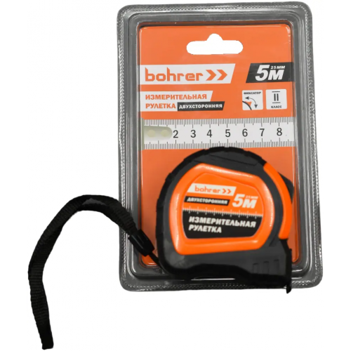 Рулетка измерительная двухсторонняя Bohrer 5 м*25 мм