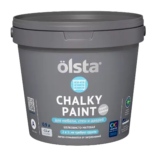 Краска для мебели стен и дверей Olsta Chalky Paint 900 мл белая
