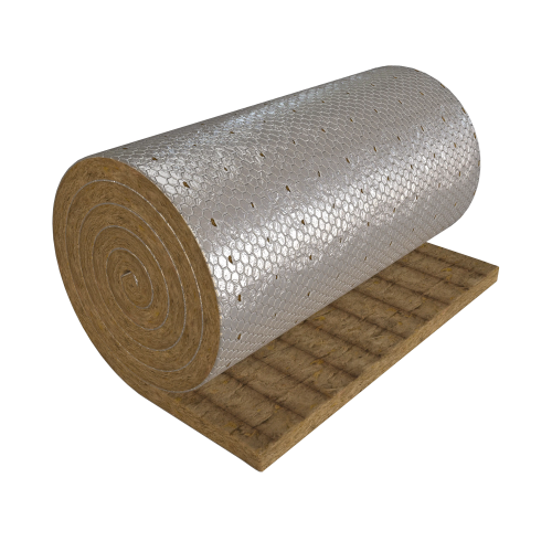 Мат из каменной ваты с односторонним покрытием Rockwool Вайред Мат №80 1*2 м/70 мм фольга алюм. армир. ALU 80 кг/м3