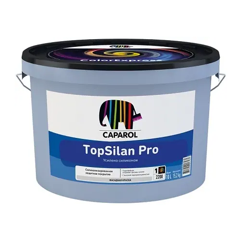 Краска фасадная силиконовая для минеральных оснований Caparol TopSilan Pro 10 л белая база 1 матовая