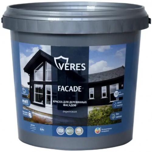 Краска для деревянных фасадов акриловая Veres Facade 900 мл шоколадный бархат матовая