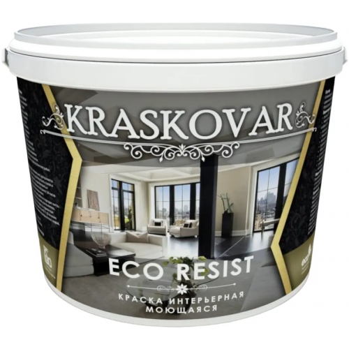 Краска интерьерная моющаяся Красковар Eco Resist 5 л белая
