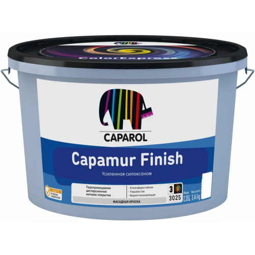 Фасадная краска с высокой стойкостью цвета Caparol Capamur Finish Pro 2.35 л бесцветная