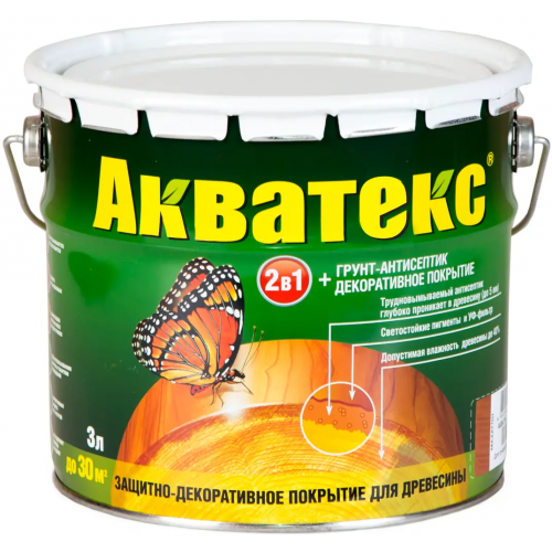Защитно декоративное покрытие для древесины Акватекс 2 в 1 3 л сосна