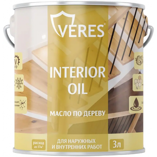 Масло по дереву для наружных и внутренних работ Veres Interior Oil 3 л тик