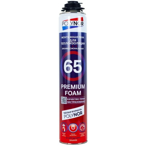 Монтажная пена для теплоизоляции профессиональная Полинор Premium Foam 65 850 мл зимняя
