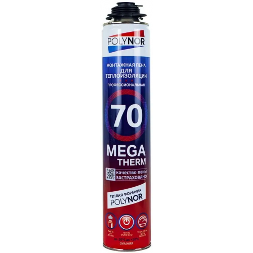 Монтажная пена для теплоизоляции Полинор Mega Therm 70 890 мл зимняя
