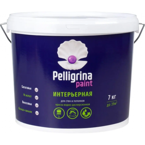 Краска водно дисперсионная для стен и потолков Pelligrina Paint Интерьерная 7 кг белая