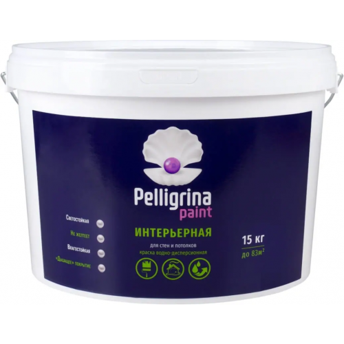 Краска водно дисперсионная для стен и потолков Pelligrina Paint Интерьерная 15 кг белая