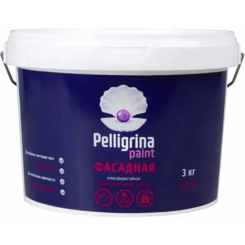 Краска водно дисперсионная атмосферостойкая Pelligrina Paint Фасадная 3 кг белая