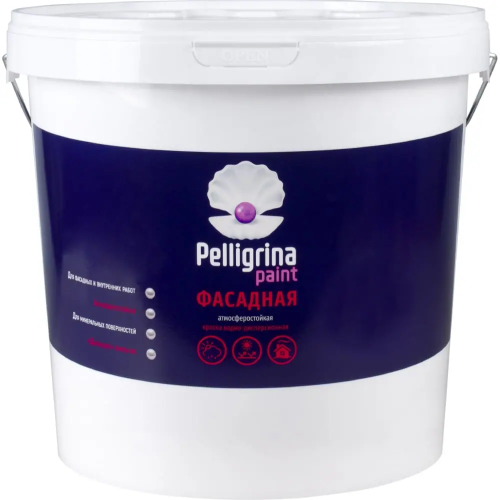 Краска водно дисперсионная атмосферостойкая Pelligrina Paint Фасадная 45 кг белая
