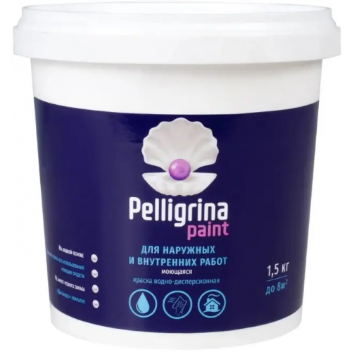 Краска водно дисперсионная моющаяся Pelligrina Paint 1.5 кг белая