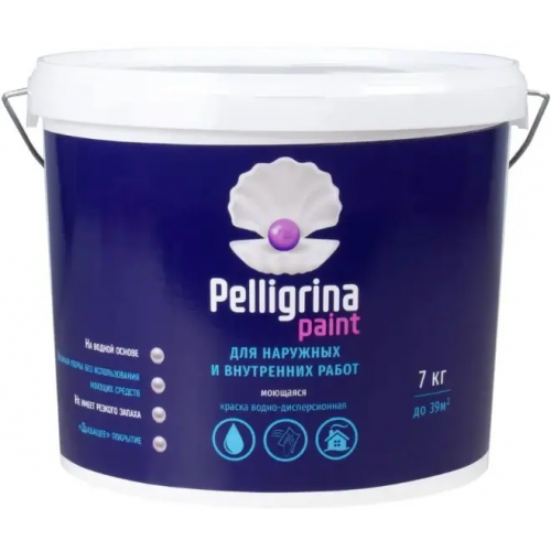 Краска водно дисперсионная моющаяся Pelligrina Paint 7 кг белая