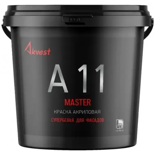 Краска акриловая супербелая для фасадов Аквест Мастер А 11 14 кг супербелая