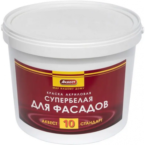 Краска акриловая для фасадов Аквест Стандарт 10 7 кг супербелая