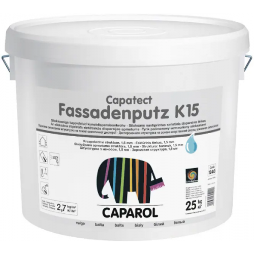 Дисперсионная структурная штукатурка Caparol Capatect Fassadenputz K15 25 кг белая камешковая база 1