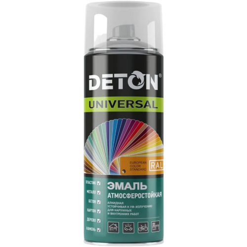Эмаль атмосферостойкая алкидная устойчивая к УФ излучению Deton Universal 520 мл серая RAL 7040