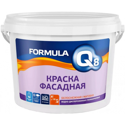 Краска фасадная водно дисперсионная полиакриловая Formula Q8 ВД АК 101 25 кг белоснежная