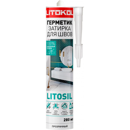 Герметик затирка санитарный силиконовый Литокол Litosil 280 мл прозрачный