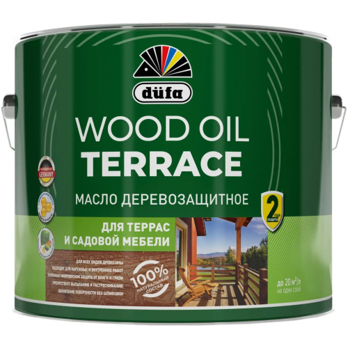 Масло деревозащитное для террас и садовой мебели Dufa Wood Oil Terrace 9 л бесцветное