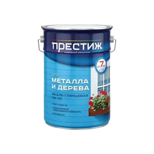 Эмаль для металла и дерева Престиж ПФ 115 20 кг коричневая