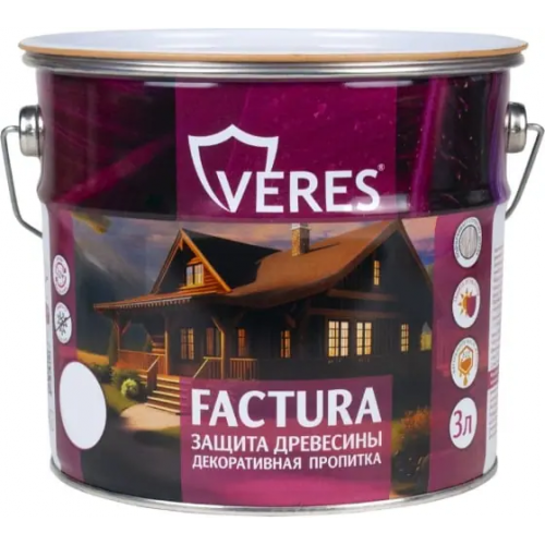 Пропитка декоративная для защиты древесины Veres Factura 3 л красное дерево