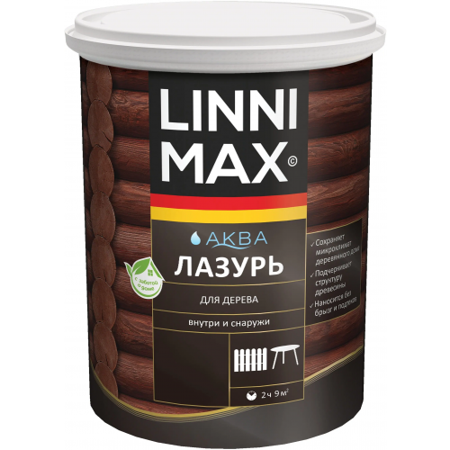 Лессирующий антисептик лазурь для дерева Linnimax Аква 900 мл белая