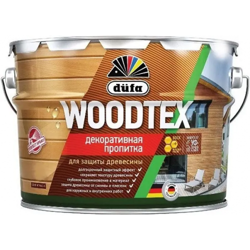 Декоративная пропитка для защиты древесины Dufa Woodtex 9 л махагон