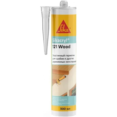 Эластичный паропроницаемый акриловый герметик для срубов Sika cryl 121 Wood 300 мл темно коричневый