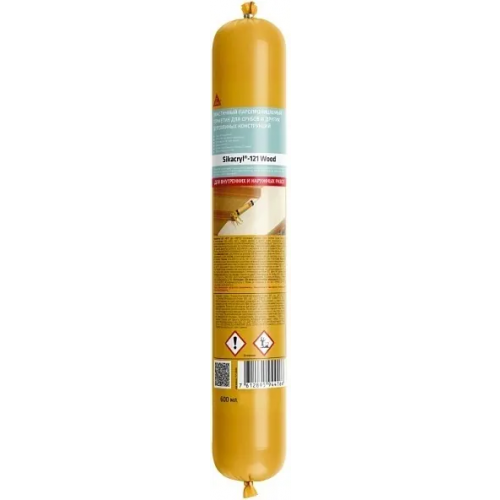Эластичный паропроницаемый акриловый герметик для срубов Sika cryl 121 Wood 600 мл черный