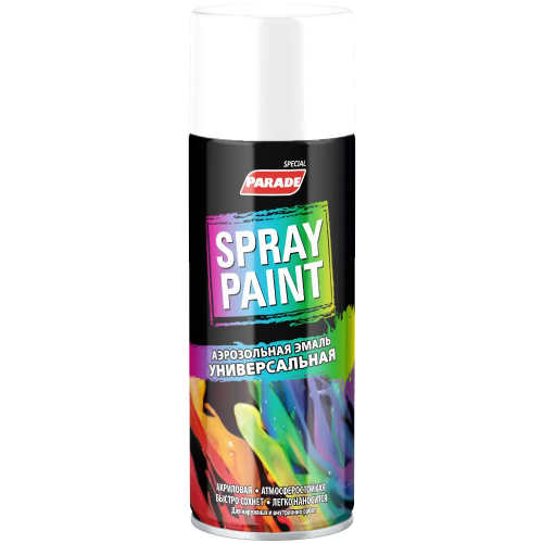Аэрозольная эмаль универсальная Parade Spray Paint 400 мл белая №1007 матовая