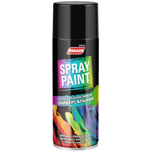 Аэрозольная эмаль универсальная Parade Spray Paint 400 мл черная RAL 9005 глянцевая