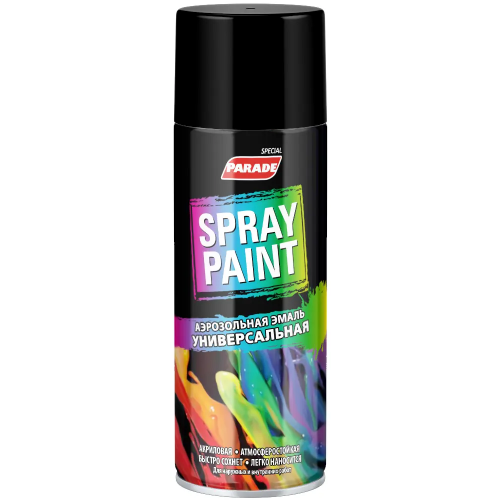 Аэрозольная эмаль универсальная Parade Spray Paint 400 мл черная RAL 9005 матовая