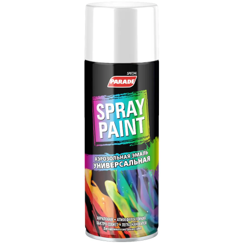 Аэрозольная эмаль универсальная Parade Spray Paint 400 мл белая №40 глянцевая