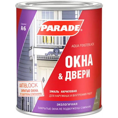 Эмаль акриловая Parade A6 Окна & Двери 900 мл супербелая