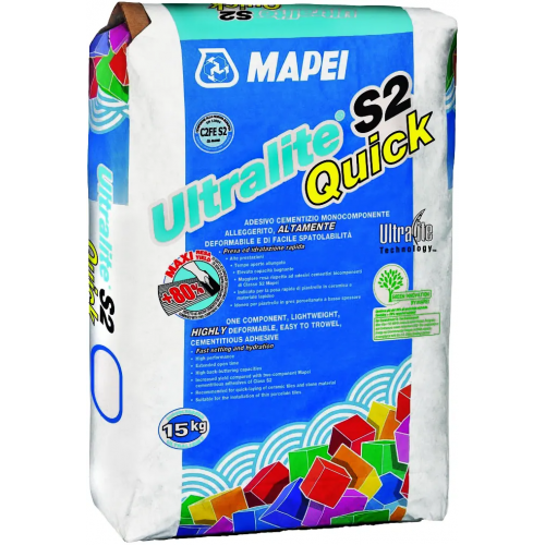 Клей на цементной основе Mapei Ultralite S2 Quick 15 кг серый