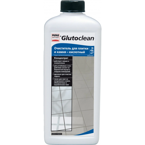 Очиститель для плитки и камня кислотный концентрат Пуфас Glutoclean Fliesen und Stein Grundreiniger Sauer 1 л