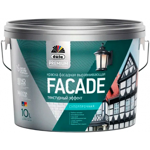Краска фасадная выравнивающая суперпрочная Dufa Premium Facade 10 л белая