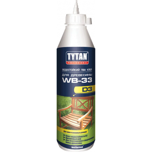 Водостойкий клей для древесины Титан Professional ПВА WB 33 D3 750 г