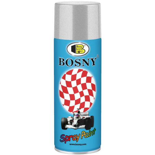 Спрей краска металлик акрилово эпоксидная Bosny Spray Paint 520 мл алюминий серебряный