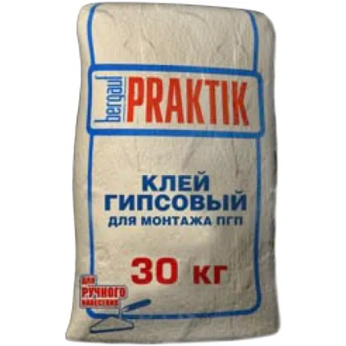Клей гипсовый для монтажа ПГП для ручного нанесения Bergauf Praktik 30 кг