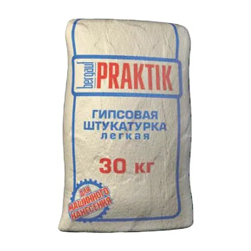 Гипсовая штукатурка легкая Bergauf Praktik 30 кг белая до 0.63 мм 5 35 мм 9.5 10.5 кг/1 кв.м