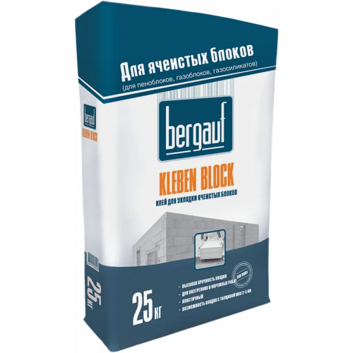 Клей для укладки ячеистых блоков Bergauf Kleben Block 25 кг зимний