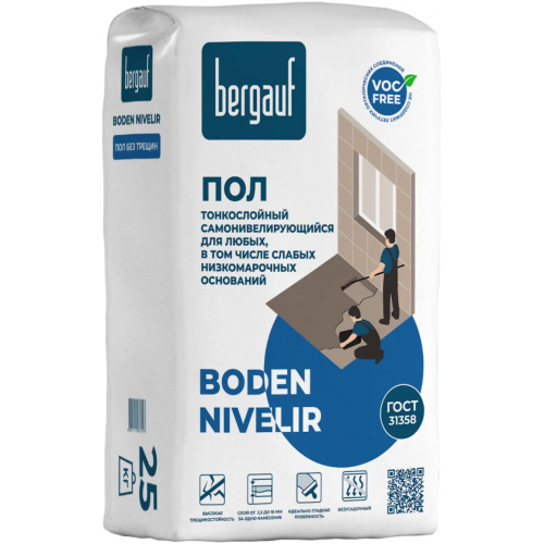 Финишный самонивелирующийся пол для любых оснований Bergauf Boden Nivelir 25 кг
