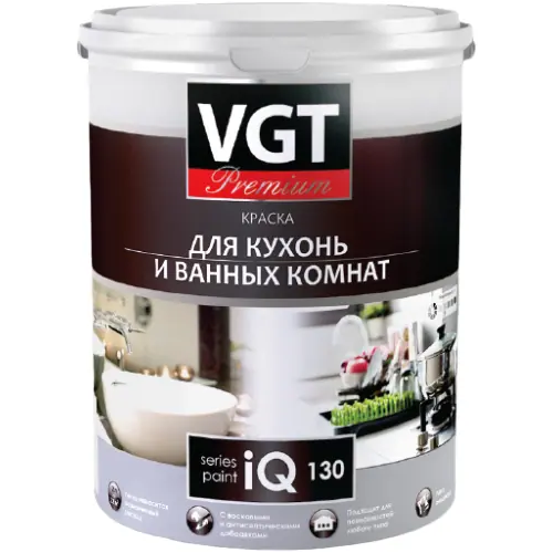 Краска для кухонь и ванных комнат с восковыми добавками ВГТ Premium IQ 130 800 мл белая