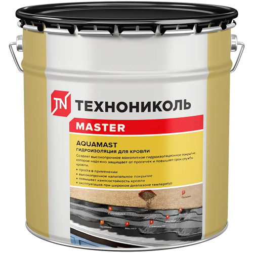 Мастика битумно резиновая холодная Технониколь Master AquaMast Гидроизоляция для Кровли 18 кг