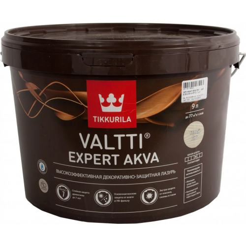Высокоэффективная декоративно защитная лазурь Тиккурила Valtti Expert Akva 9 л дуб беленый