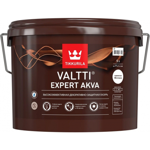 Высокоэффективная декоративно защитная лазурь Тиккурила Valtti Expert Akva 9 л орегон